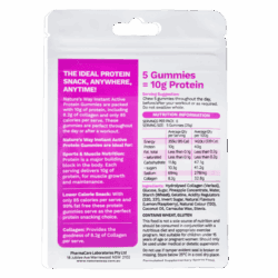 High protein collagen enriched gummies 85 calories, 99% fat free